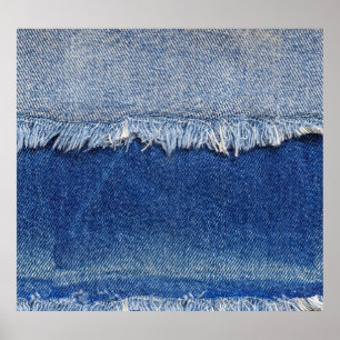 Geripte denim jeans stof achtergrond poster