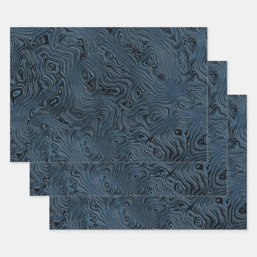 Geripte Faux Silk Moire in Rich Blauwgroen Blauw Inpakpapier Vel (Set)