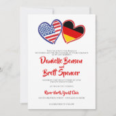 German American Heart Flags Huwelijk Kaart (Voorkant)