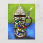 German Beer Stein w/scharnierend deksel blauw groe Briefkaart (Voorkant)