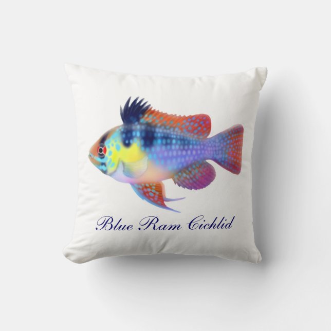 German Blue Ram Cichlid Fish Pillow Kussen (Voorkant)