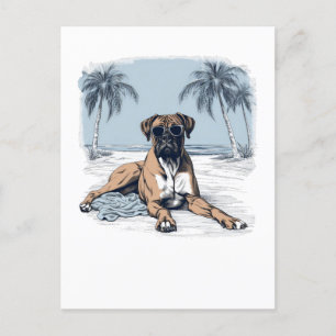 German-boxer met zonnebril op het strand briefkaart