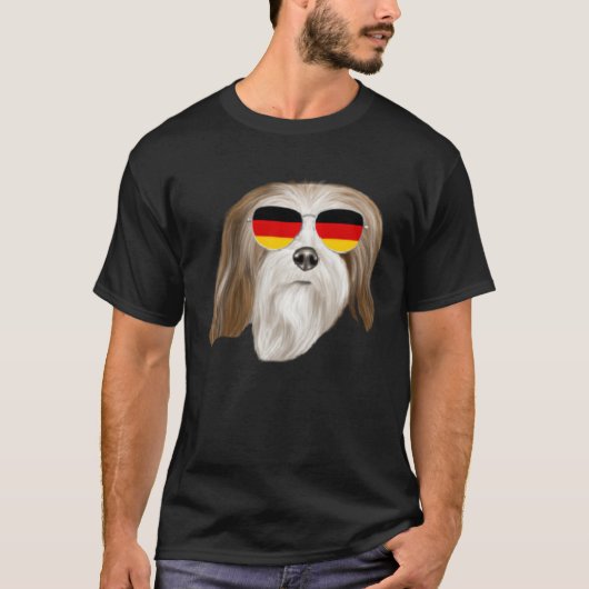 German Flag Lhasa Apsos Dog Germany Pocket T-shirt (Voorkant)