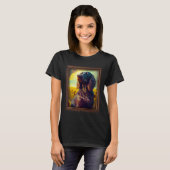 German Longhaired Pointer Painting Sunflower Flowe T-shirt (Voorkant volledig)