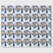 German Pinscher Snowy Courtyard Santa Hat Cadeaupapier (Vlak)