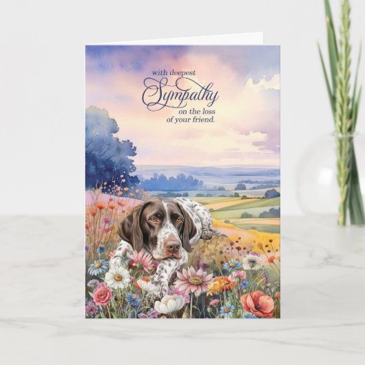 German Pointer Field of Wildflowers Pet Sympathy Kaart (Voorkant)