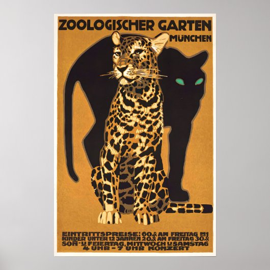 German Poster Leopard Zoo Munich, Germany by (Devant)