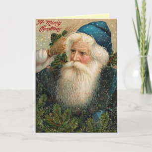 German Santa Vintage Christmas Card Feestdagen Kaart