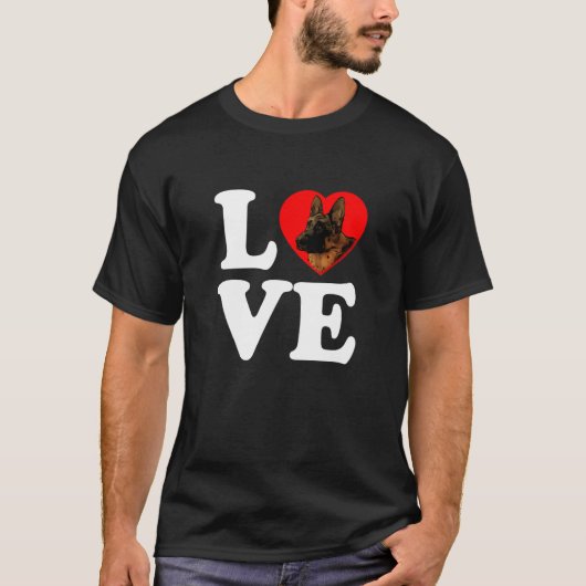 German Sheherd Fog GSD Love Heart T-shirt (Voorkant)
