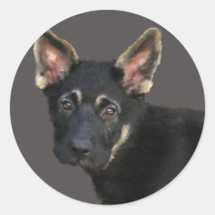 German Shepard Puppy-Pastels Ronde Sticker
