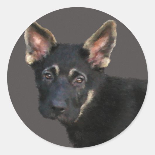 German Shepard Puppy-Pastels Ronde Sticker (Voorkant)