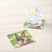 German Shepard Vierkante Kartonnen Onderzetter (Insitu)