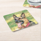 German Shepard Vierkante Kartonnen Onderzetter (Schuin)