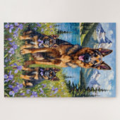 German Shepherd Alpine Iris Art Legpuzzel (Horizontaal)