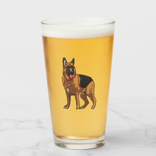 German Shepherd Alsatian Glas (Voorkant gevuld)