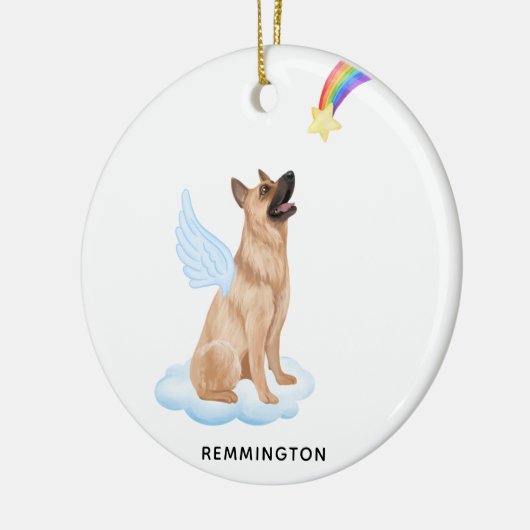 German Shepherd Angel Dog Personalized Memorial Keramisch Ornament (Links)