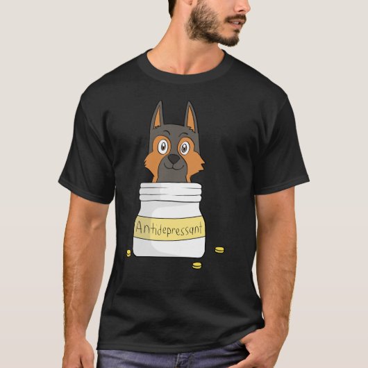 German Shepherd Antidepressant T-shirt (Voorkant)