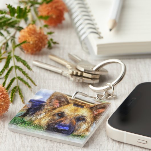 German Shepherd Art Sleutelhanger (Voorkant Rechts)