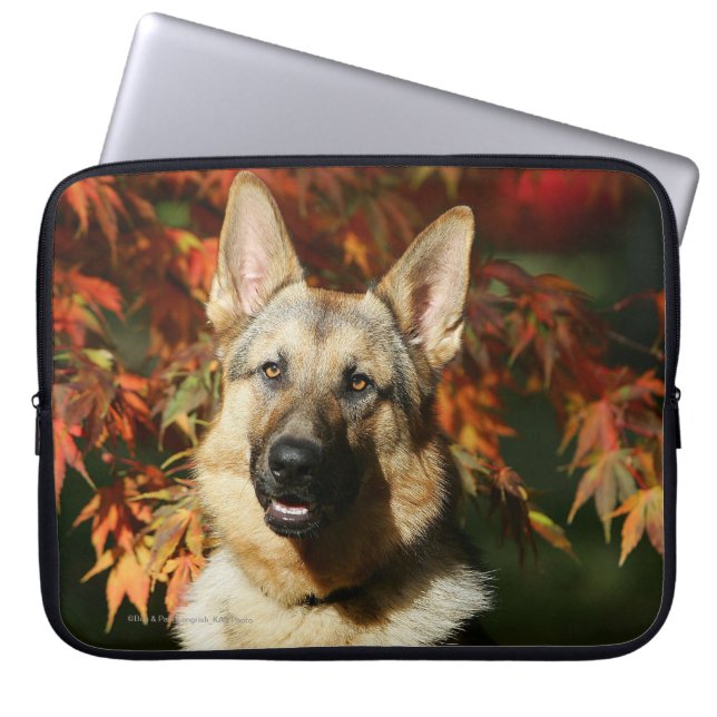 German Shepherd Autumn Leaves Laptop Sleeve (Voorkant)
