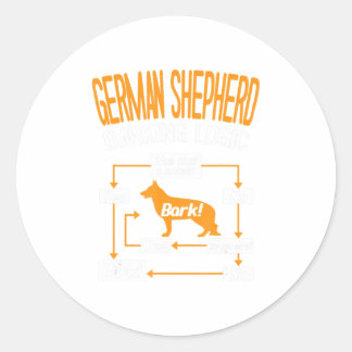 German Shepherd Barking Logic Ronde Sticker
