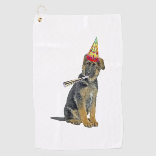 German Shepherd Birthday Golfhanddoek (Voorkant)
