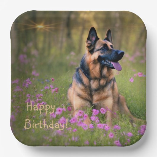German Shepherd Birthday Papieren Bordje (Voorkant)