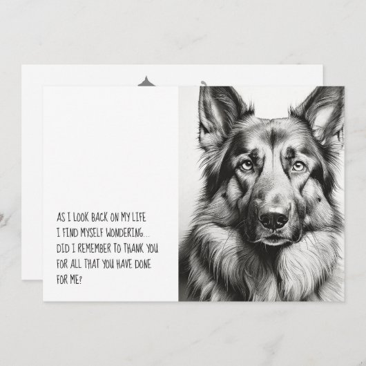 German Shepherd Black Silhouette Bedankkaart (Voorkant / Achterkant)