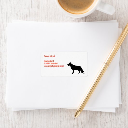 German Shepherd Black Silhouette Etiket (Insitu)
