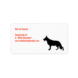 German Shepherd Black Silhouette Etiket