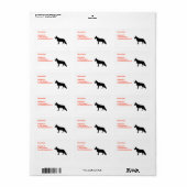 German Shepherd Black Silhouette Etiket (Full Sheet)