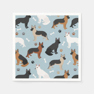 German Shepherd Botten and Paws Napkins Servet