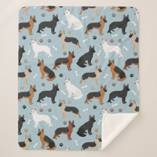 German Shepherd Botten and Paws Sherpa Blanket Sherpa Deken