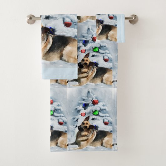 German Shepherd Christmas Bad Handdoek (Insitu)