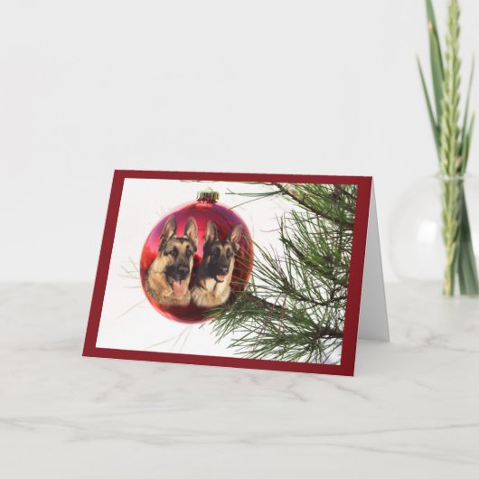 German Shepherd Christmas Ball Hanging3 Feestdagen Kaart (Voorkant)