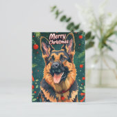 German Shepherd Christmas Briefkaart (Staand voorkant)