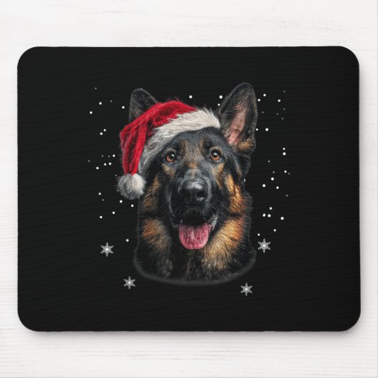 German Shepherd Christmas Funny Santa Hat Dog Xmas Muismat (Voorkant)