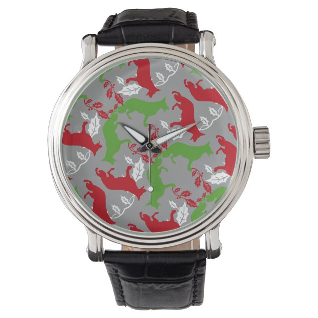 German Shepherd Christmas Horloge (Voorkant)
