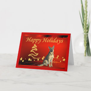 German Shepherd Christmas Kaart Stars1