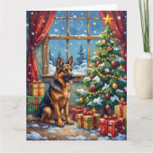 German Shepherd Christmas Under The Tree Kaart (Voorkant)