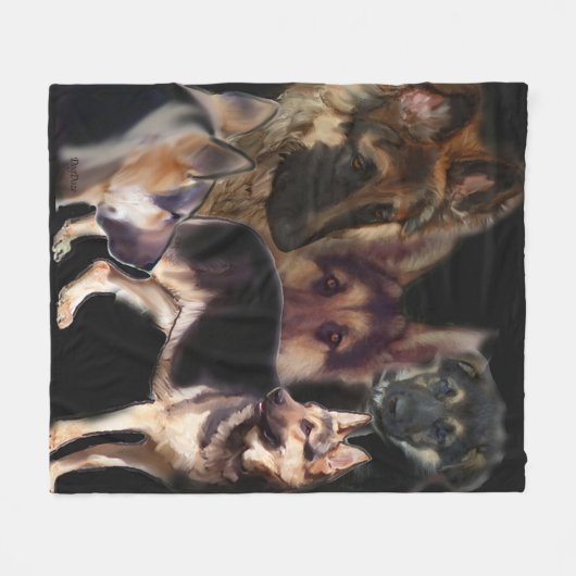 German Shepherd Collage Fleece Blanket (Voorkant (Horizontaal))