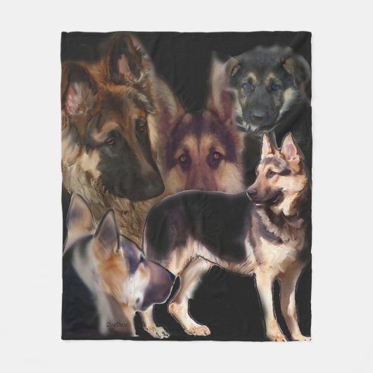 German Shepherd Collage Fleece Blanket Deken (Voorkant)