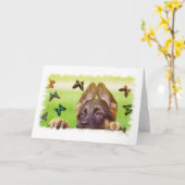 German Shepherd Custom Wenskaart Kaart (Gele Bloem)