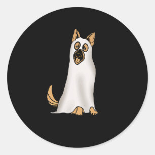 German Shepherd Cute Dog Wearing Ghost Funny Hallo Ronde Sticker