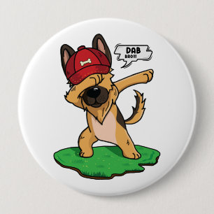 German Shepherd Dabbing Ronde Button 4,0 Cm