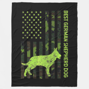 German Shepherd Distress US Flag Camouflage Fleece Deken