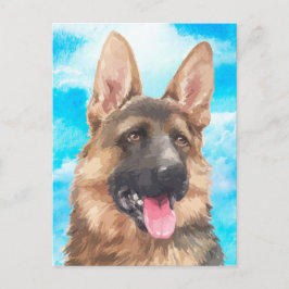 German Shepherd Dog Alsatian GSD Pet Watercolor Briefkaart