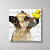 German Shepherd Dog and Duck Canvas Afdruk (Voorkant)
