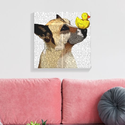 German Shepherd Dog and Duck Canvas Afdruk (Insitu (Woonkamer))