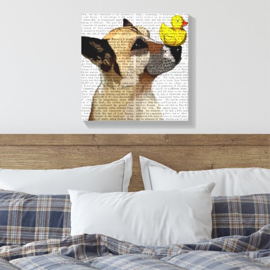 German Shepherd Dog and Duck Canvas Afdruk (Insitu (Slaapkamer))