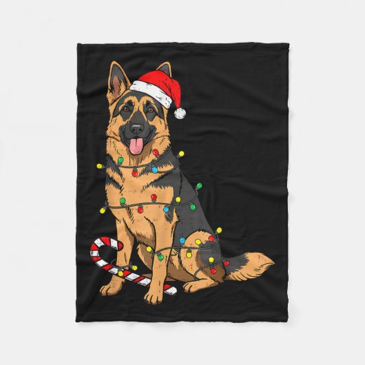 German Shepherd Dog Christmas Lights Xmas Pet Dog  Fleece Deken (Voorkant)